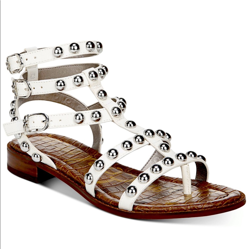 Never been worn White leather studded gladiator sandals size 8.5 with origin box